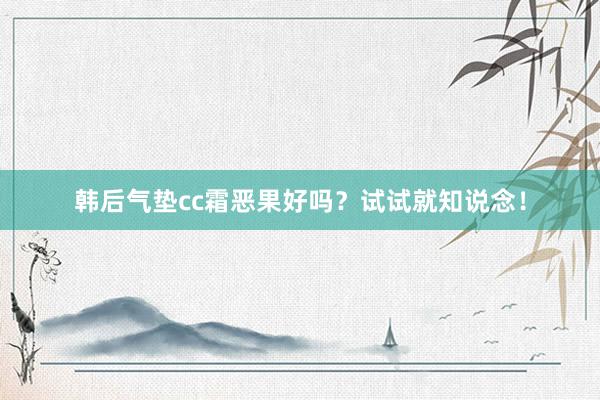 韩后气垫cc霜恶果好吗？试试就知说念！
